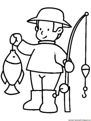 Рыбак раскраска для детей