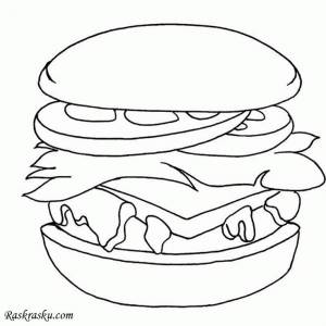 Распечатать раскраску Большой гамбургер