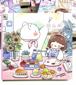 Альбом для рисования, скетчей, книжка-раскраска, тетрадь Белый Медведь и Девочка, 92 листа