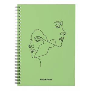 Тетрадь 80л клетка на спирали пластиковая обложка Powder Faces оливковая 59532 Erich Krause