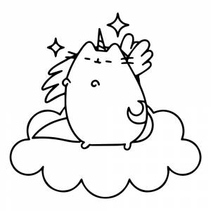 Раскраска Пегас кот Пушин