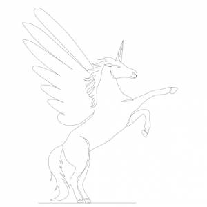 Рисунок пегаса одним сплошным изолированным вектором линии