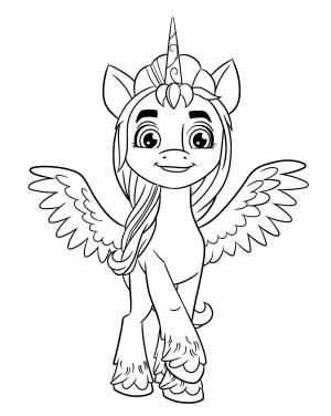 Раскраска Пегас с золотыми крыльями и рогом