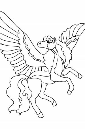 Раскраска Пегас с розовыми крыльями ♥ Онлайн и !