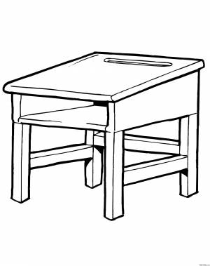 Раскраски Раскраска Школьная парта школьные принадлежности