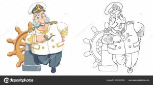 Раскрашиваю Страницу Капитаном Корабля Линейка Рисунка Детей Деятельность Раскраски Книги Векторное изображение ©Sybirko 428462090