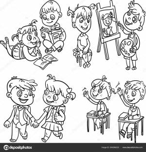 Ежедневные Мероприятия Серии Книга Раскраска Детей Мальчик Выглядит Таким Счастливым Стоковая иллюстрация ©positfid 504396232