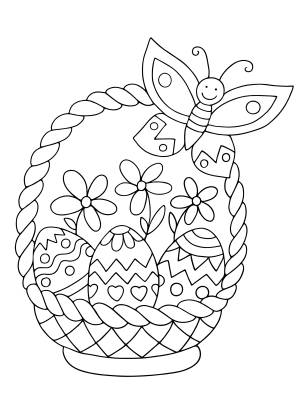 Раскраска «Милая корзинка с крашенками»
