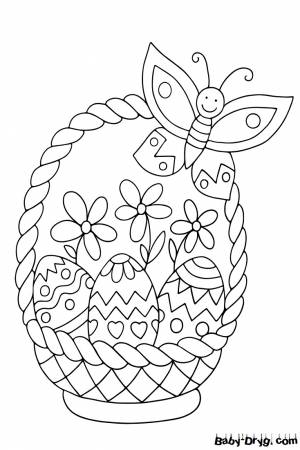 Раскраска Корзинка с Пасхальными яйцами