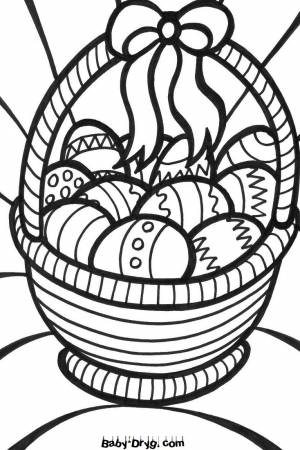 Раскраска Корзинка с яйцами