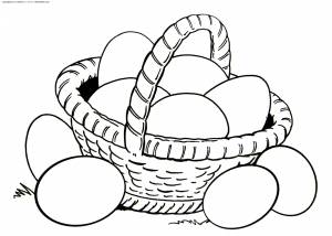 Раскраска Корзинка с яйцами к Пасхе