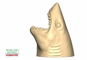 Файл 3D Полый держатель для ручки в виде большой белой акулы 3D печатная модель ・Шаблон для 3D-печати для загрузки・Cults