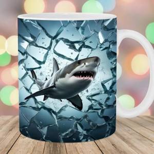 Забавная 3D кружка в виде акулы с ручкой, подходит для посудомоечной машины, для микроволновой печи, новинка, кофейная чашка, чашка для молока, сока, чая, подарки с акулами