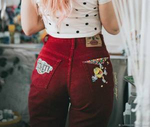 Джинсы с принтом Mamp;m's роспись одежды Рисунки на джинсах