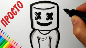 How to draw DJ MARSHMELLOW simply, Just draw