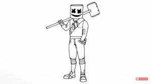 Создать мем рисунки фортнайт маршмеллоу легкие, рисунки фортнайт marshmello, маршмелоу фортнайт раскраска