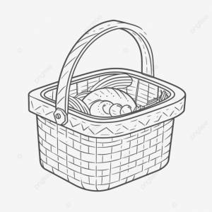 черно белая картинка рисунка эскиза контура корзины вектор PNG , рисунок корзины для пикника, корзина для пикника, Эскиз корзины для пикника PNG картинки и пнг рисунок для й загрузки