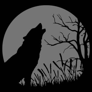 Трафарет Волк при луне