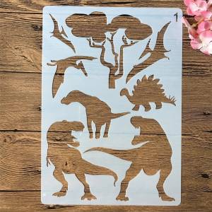 Трафареты  29 см с рисунком динозавров, деревьев, животных, для творчества, для ношения слоями, настенная живопись, детский декоративный шаблон