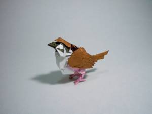 Оригами воробей из бумаги