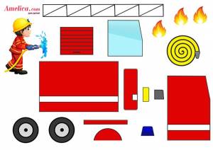 аппликация пожарная машина для детей в детский сад