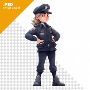 3d-рендеринг женщины-полицейского, изолированной на белом фоне