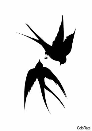 Трафарет Две ласточки летят на встречу для вырезания