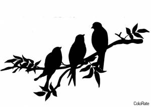 Трафарет Три ласточки на веточке для вырезания