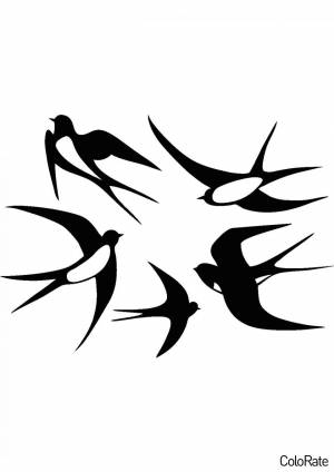 Трафарет 5 ласточек для вырезания