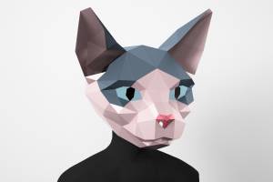 Маска кошки сфинкса, шаблон Papercraft в формате pdf