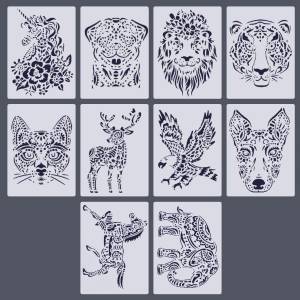10 листов трафареты животных Рисунок шаблоны для рисования для детей DIY царапин искусство Ремесло Скрап проектов развивающие игрушки