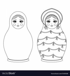Раскраски Лицо матрешки