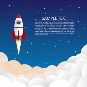 Ракета летит в космос графический шаблон