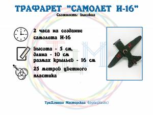 Трафарет САМОЛЁТ И-16 для 3D ручки