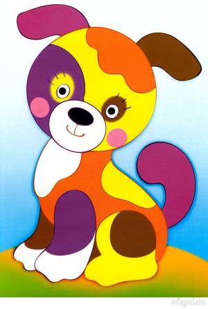 Аппликация Собака из ниток