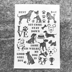 29 см милые собаки слова лапа DIY слои трафареты картина на стену искусственная кожа декоративный шаблон