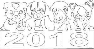 Трафареты собаки новогодние