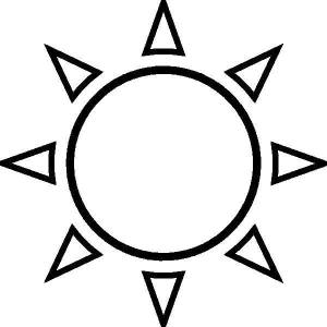 Раскраски Солнце, Раскраска Красивое солнце Контур солнца