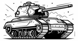 Черно-белый рисунок танка со словом танк на нем