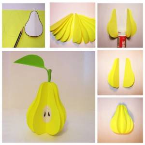 Фрукты из цветной бумаги и овощи для детских поделок