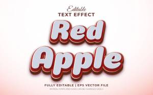Красное яблоко фрукты природа 3d редактируемый текстовый эффект шаблон