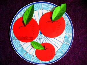 Аппликация большие и маленькие яблоки на тарелке