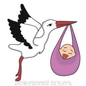 Аист с ребенком трафарет для пряников 12*11,3 см