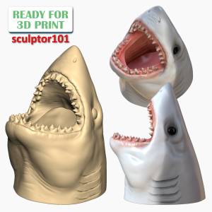 Файл 3D Полый держатель для ручки в виде большой белой акулы 3D печатная модель ・Шаблон для 3D-печати для загрузки・Cults