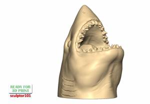 Файл 3D Полый держатель для ручки в виде большой белой акулы 3D печатная модель ・Шаблон для 3D-печати для загрузки・Cults
