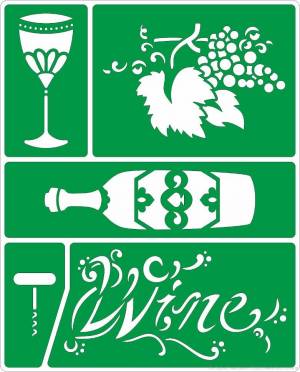 Трафарет на клеевой основе Бутылка-бокалы 20 * 25 см ТОТФ090066