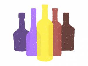 Бутылки разной формы в грубом стиле