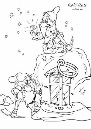 Раскраска Гномы добывают алмазы