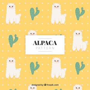 Симпатичный шаблон альпаки с природой
