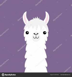 Лама Альпака Шея Животного Пушистый Мех Волос Симпатичный Карикатурный Забавный Векторное изображение ©worldofvector 224761834